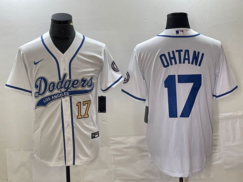 Men Los Angeles Dodgers 17 Ohtani White Nike Game MLB Jersey style 4